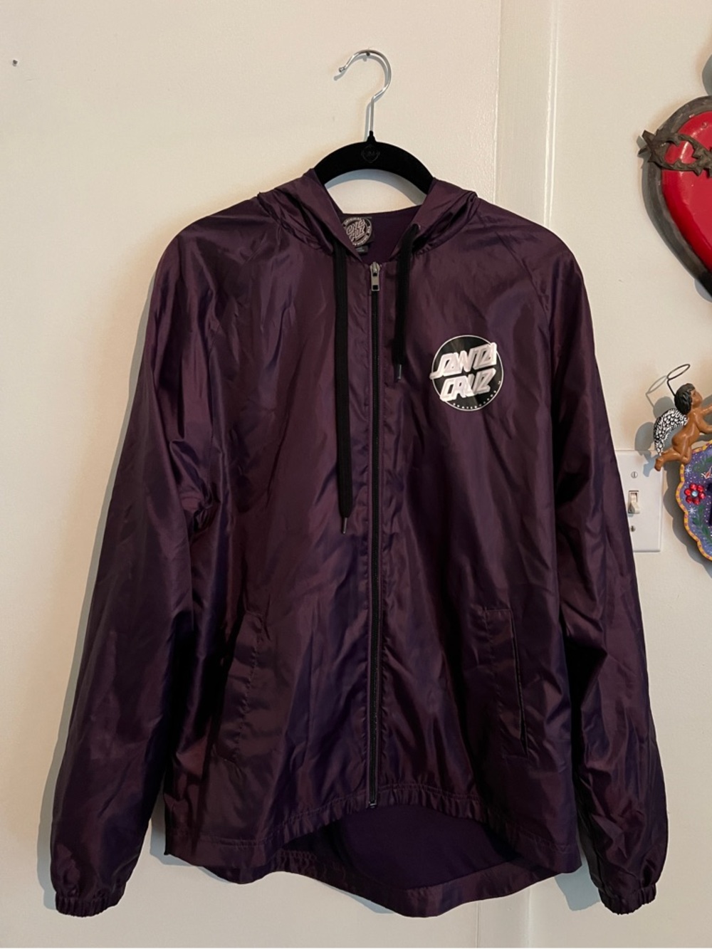 Santa Cruz Skateboards "The Original" Hooded Windbreaker Jacket - Burgundy - M